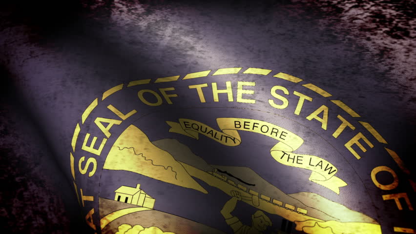 Nebraska State Flag Waving, grunge look