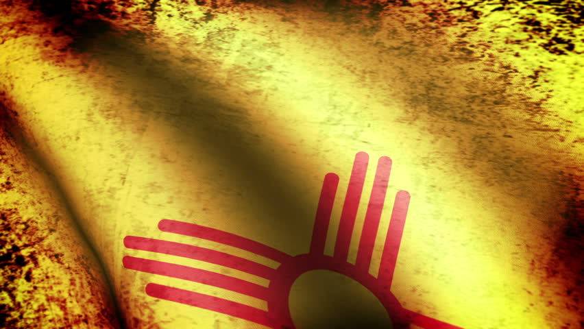 New Mexico State Flag Waving, grunge look