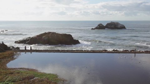 Ruins by the ocean. The Sutro Baths San Francisco California.