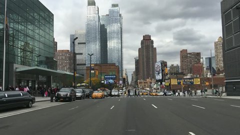 NEW YORK CITY – CIRCA OCTOBER 2015: Manhattan Traffic at Night. New York traffic is very heavy on peak hours.