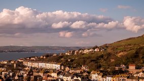 View from Portland towards Weymouth and Chesil Beach - time lapse video