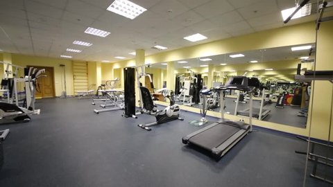 MOSCOW, RUSSIA - DECEMBER 10, 2014: Sports equipment in the gym in the Rehabilitation Center of firefighters and rescuers