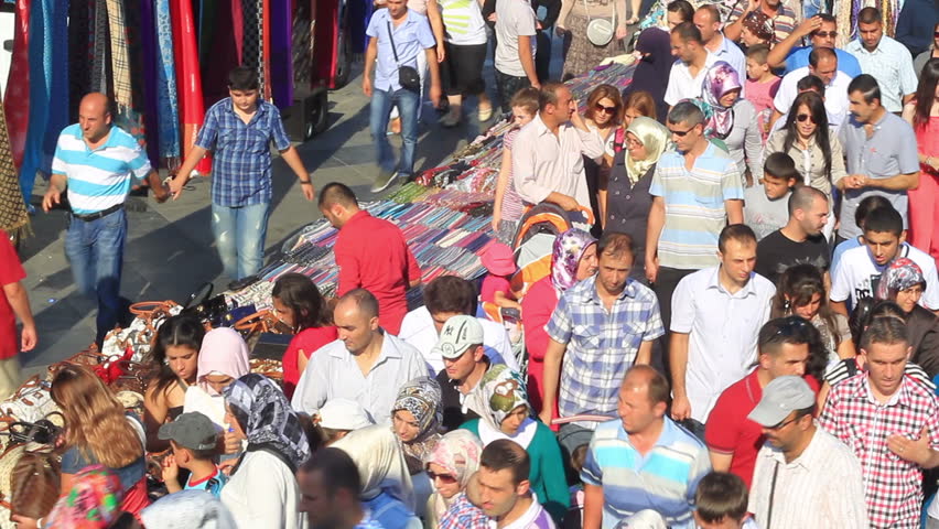 ISTANBUL - AUGUST 31:  Busy street market scene in at Eminonu Square on August