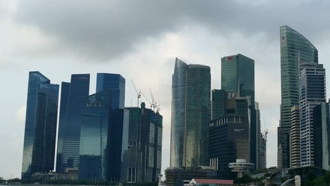 Singapore - Circa April 2016 : Landscape of the Singapore financial district and business building