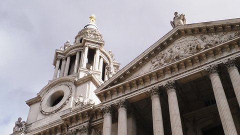 Saint Pauls Cathedral, Detail of Top Half Facade with Spire
