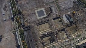 Aerial view of Zilart redevelopment area under construction in Moscow. Video made with quadrocopter.