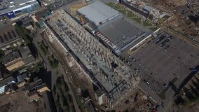 Aerial view of Zilart redevelopment area under construction in Moscow. Video made with quadrocopter.