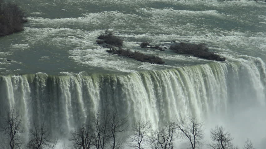American Falls viewed from the Canadian side in winter. It is one of the three waterfalls that make up Niagara Falls 