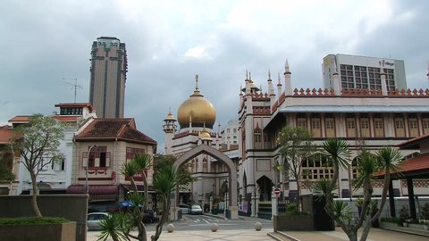 SINGAPORE, SINGAPORE - MARCH 26, 2014: View to the mosque in the Arab quarter in Singapore, Singapore.