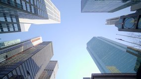 POV view of city skyline buildings. modern business district background. financial economy growth concept  - Powered by Shutterstock - Get 15% off with code: PIKWIZARD15