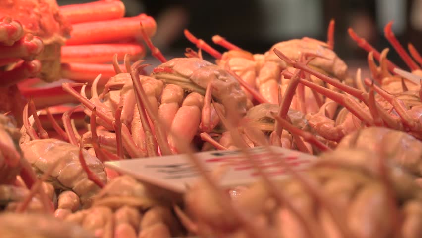 Close up of crabs on display for purchase at the organic market
