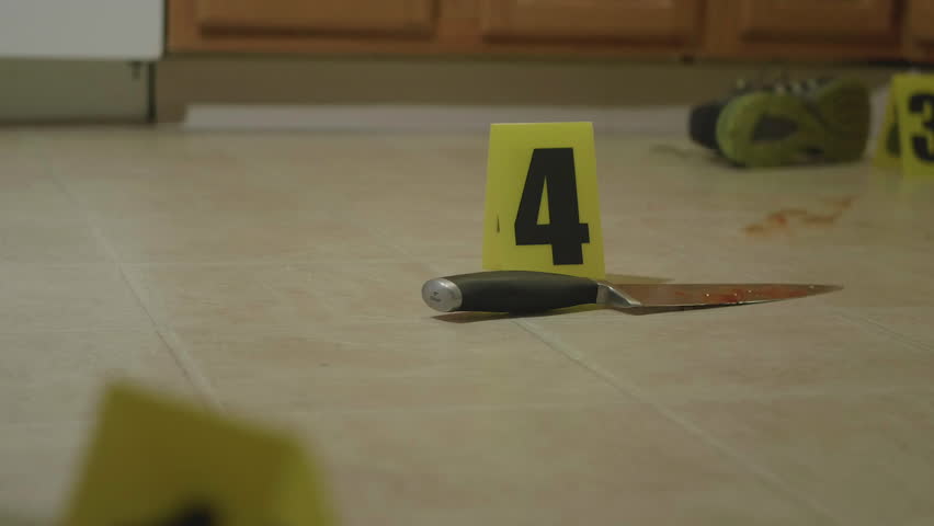 Crime Scene Home Kitchen Csi Markers Stock Footage Video 100 Royalty   1 