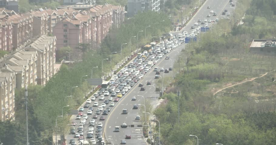 4k china urban city busy traffic jams,highway street & business houses building,air pollution. gh2_11332_4k