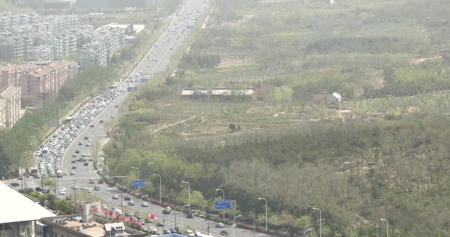 4k china urban city busy traffic jams,highway street & business houses building,air pollution. gh2_11331_4k