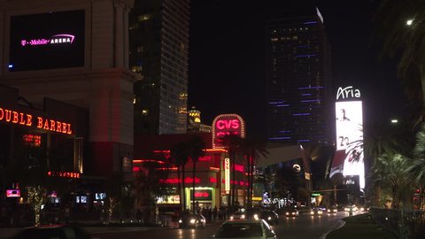 LAS VEGAS, NV/USA - Circa 2016: 4K Traffic on the Las Vegas Strip. Shot on Sony FS5 w/ 28mm Prime in 4K UHD native resolution.