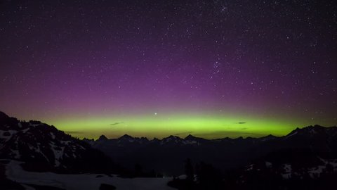 Loopable timelapse view of Aurora Borealis near Seattle, Washington