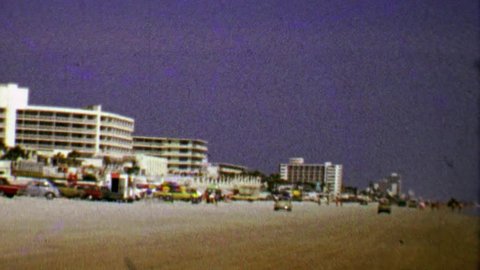 FT. LAUDERDALE, FLORIDA 1967: Hotels on spring beach party beach vacation begins.