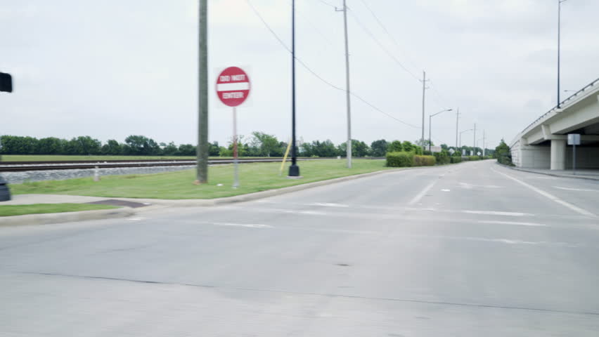 view of driving over railroad tracks 4k