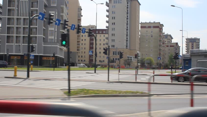 Tram rides around the Krakow. Poland.