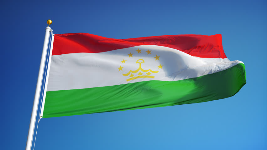 Tajikistan Flag Waving in Slow Stock Footage Video (100% Royalty-free