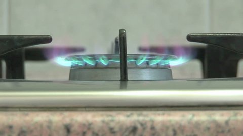 Shutdown Gas Cooker Flame Blue Stock Footage Video (100% Royalty-free