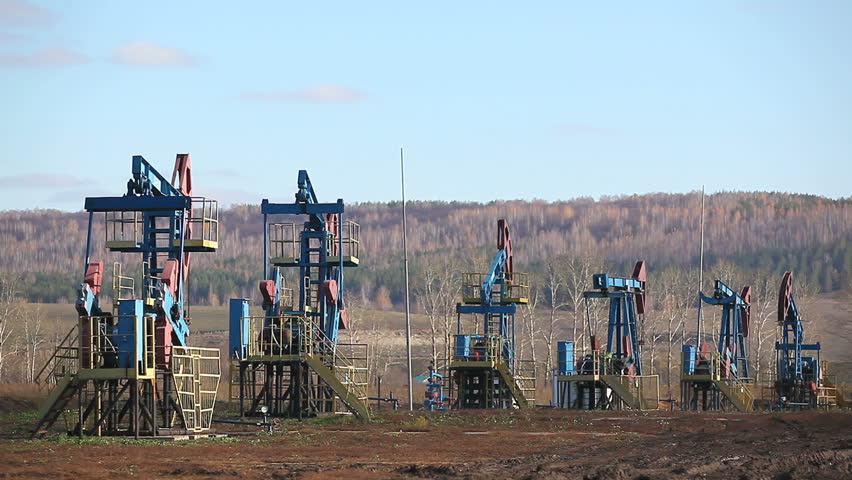 working oil pumps in a row
