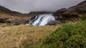 Waterfall in Autumn in Snowdonia National Park, Wales, United Kingdom - 4K Motion Timelapse