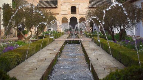 Gardens of the Generalife in Alhambra.  Granada, Spain