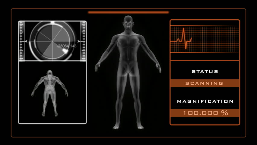 X-ray with mans skeleton. Orange. Medical background. HD 1080i