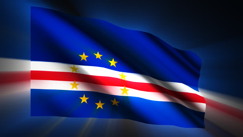 Cape Verde waving flag with shinning reflections  - HD loop 