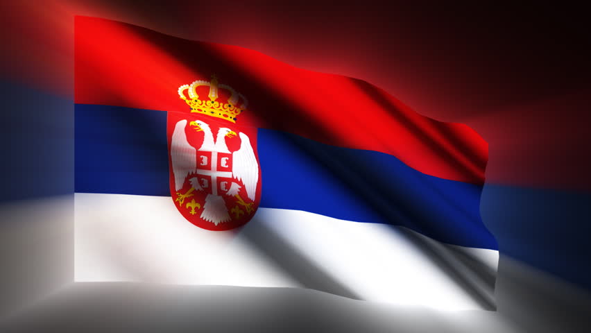 Serbia waving flag with shinning reflections  - HD loop 
