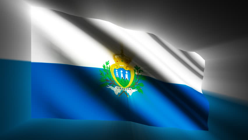 San Marino waving flag with shinning reflections  - HD loop 