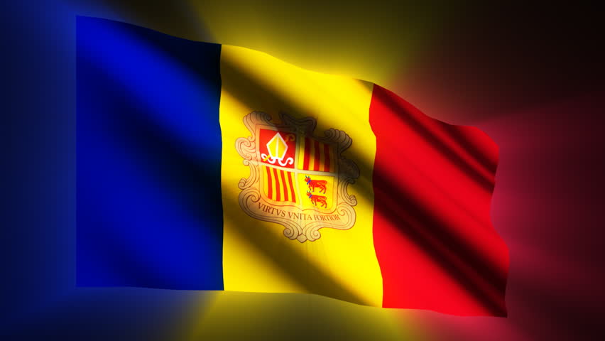 Andorra waving flag with shinning reflections  - HD loop 