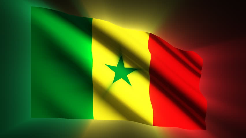 Senegal waving flag with shinning reflections  - HD loop 