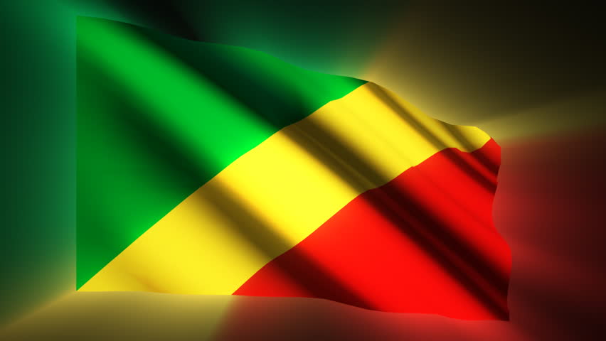 Congo - Republic waving flag with shinning reflections  - HD loop 