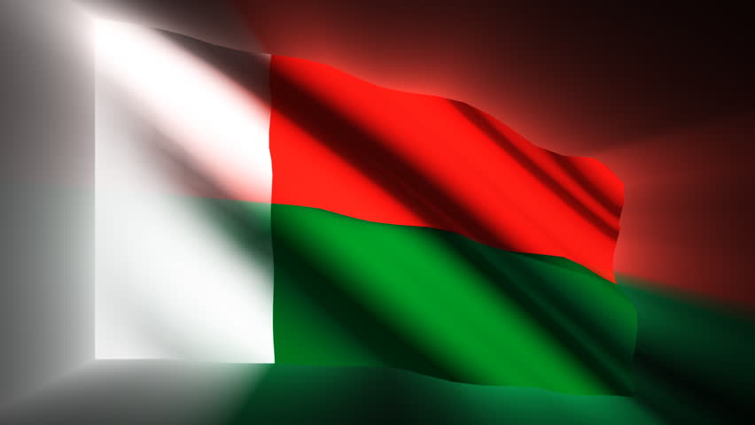 Madagascar waving flag with shinning reflections  - HD loop 