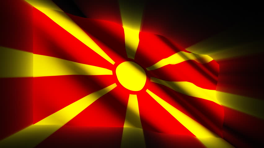 Macedonia waving flag with shinning reflections  - HD loop 