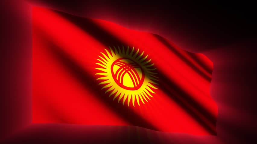 Kyrgyzstan waving flag with shinning reflections  - HD loop 