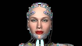 alien,artificial intelligence, animation, tehno woman,girl robot,alpha channel