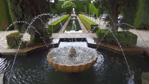 Gardens of the Generalife in Alhambra.  Granada, Spain