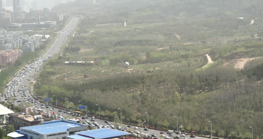 4k china urban city busy traffic jams,highway street & business houses building,air pollution. gh2_11333_4k