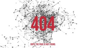 Page Not Found Error 404. Abstract Network Moving Background. Dots Connected by Lines on white background. Red Number 404. Available in FullHD and HD video animation footage. Seamless Loop Animation. 