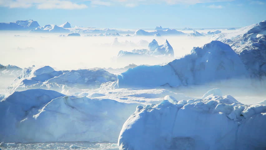 Pan Viiew of Freezing Air Lying Between Ice Floes Royalty-Free Stock Footage #1641487