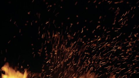 Smoke and fire embers looping background. Slow motion