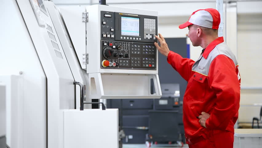 Operator Controls the Cnc Machine Stock Footage Video (100% Royalty