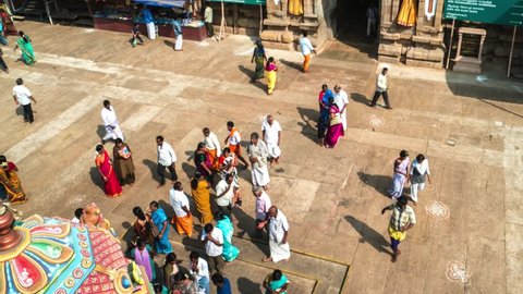 Tiruchirappalli - February 2016: People visiting Sri Ranganathaswamy Temple complex. 4K resolution time lapse.