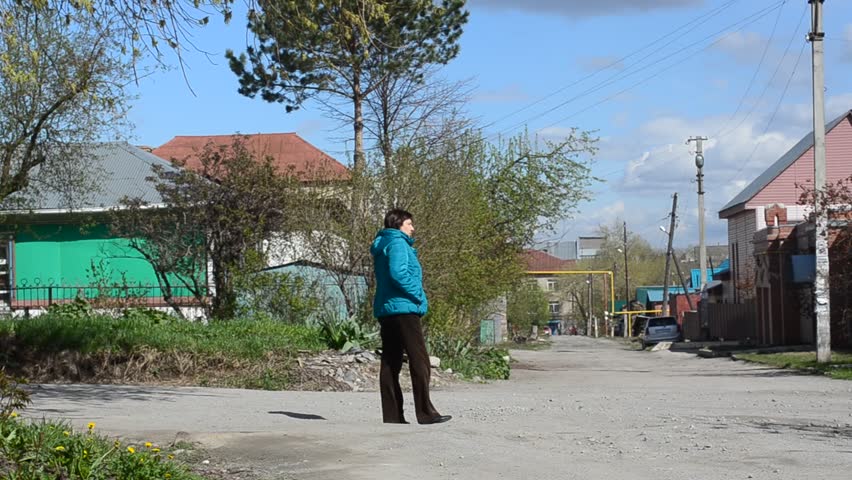  Woman working on the phone on the street in Novosibirsk.
