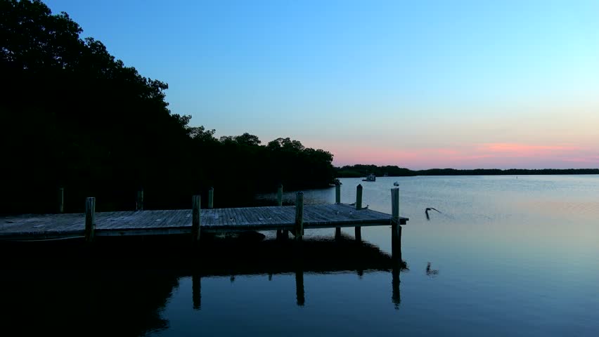 Small pier in Florida after sunset