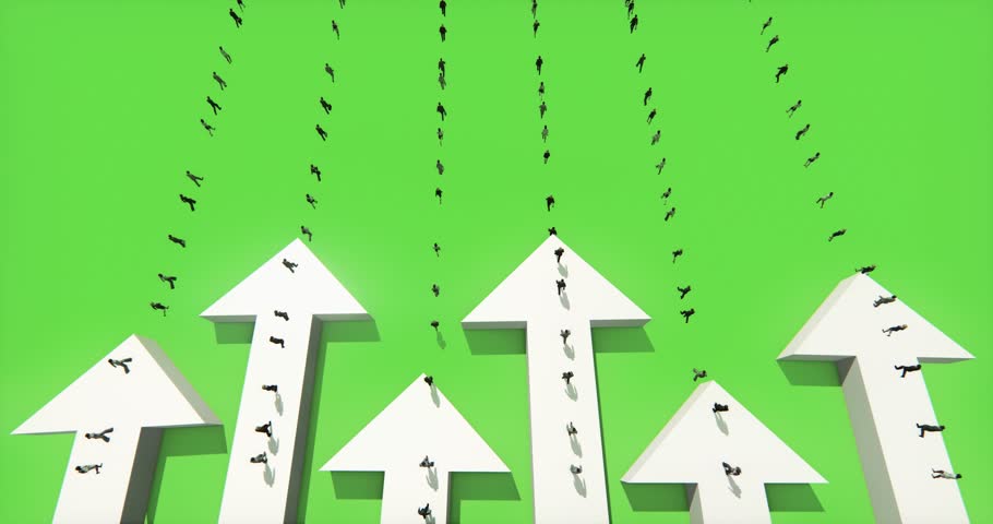 4k business people walking on the 3d arrow. cg_03434_4k