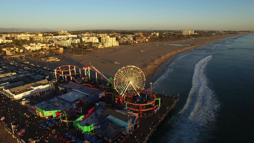 Aerial Shot of Santa Monica Stock Footage Video (100% Royalty-free ...